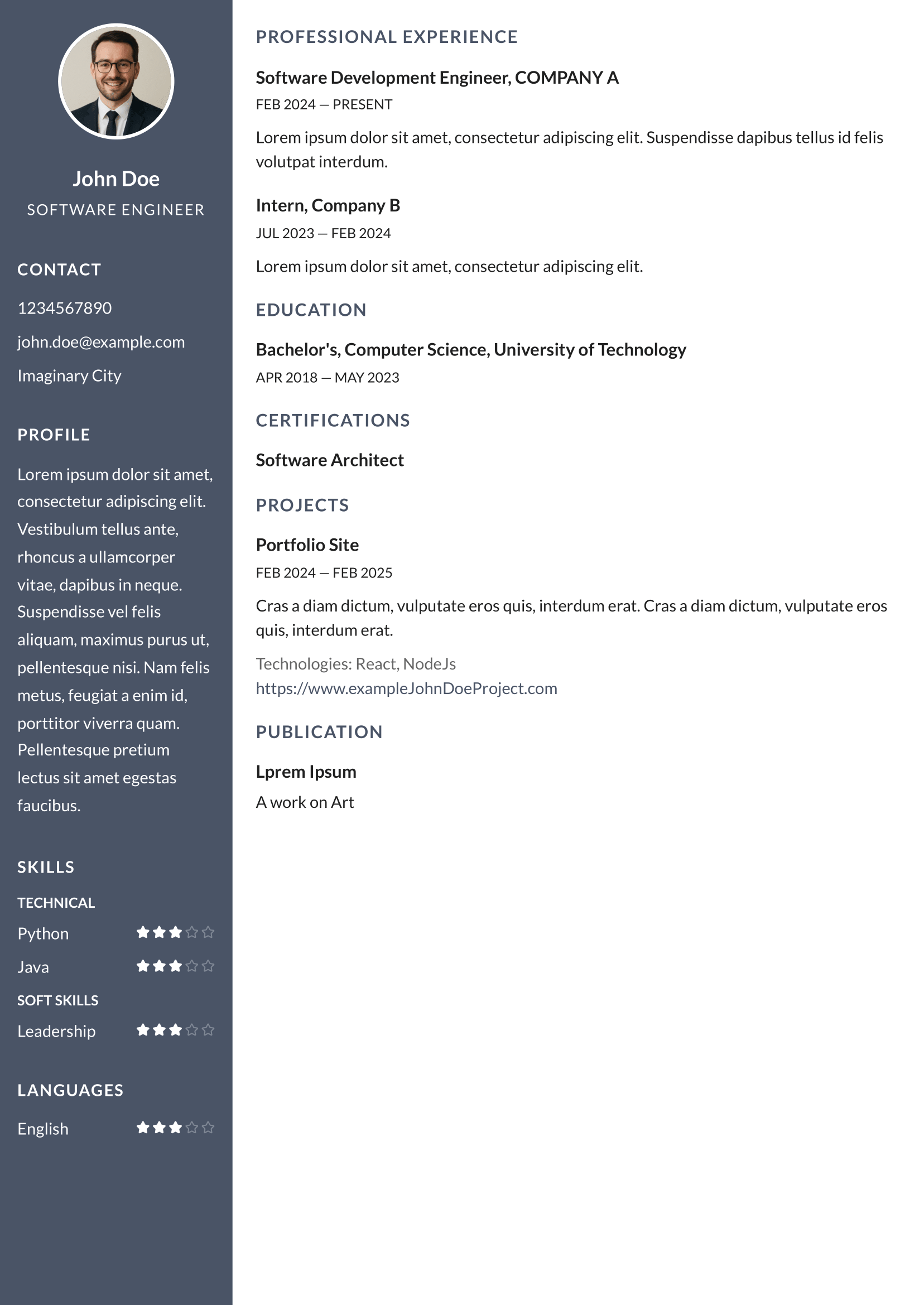 First Job Resume preview